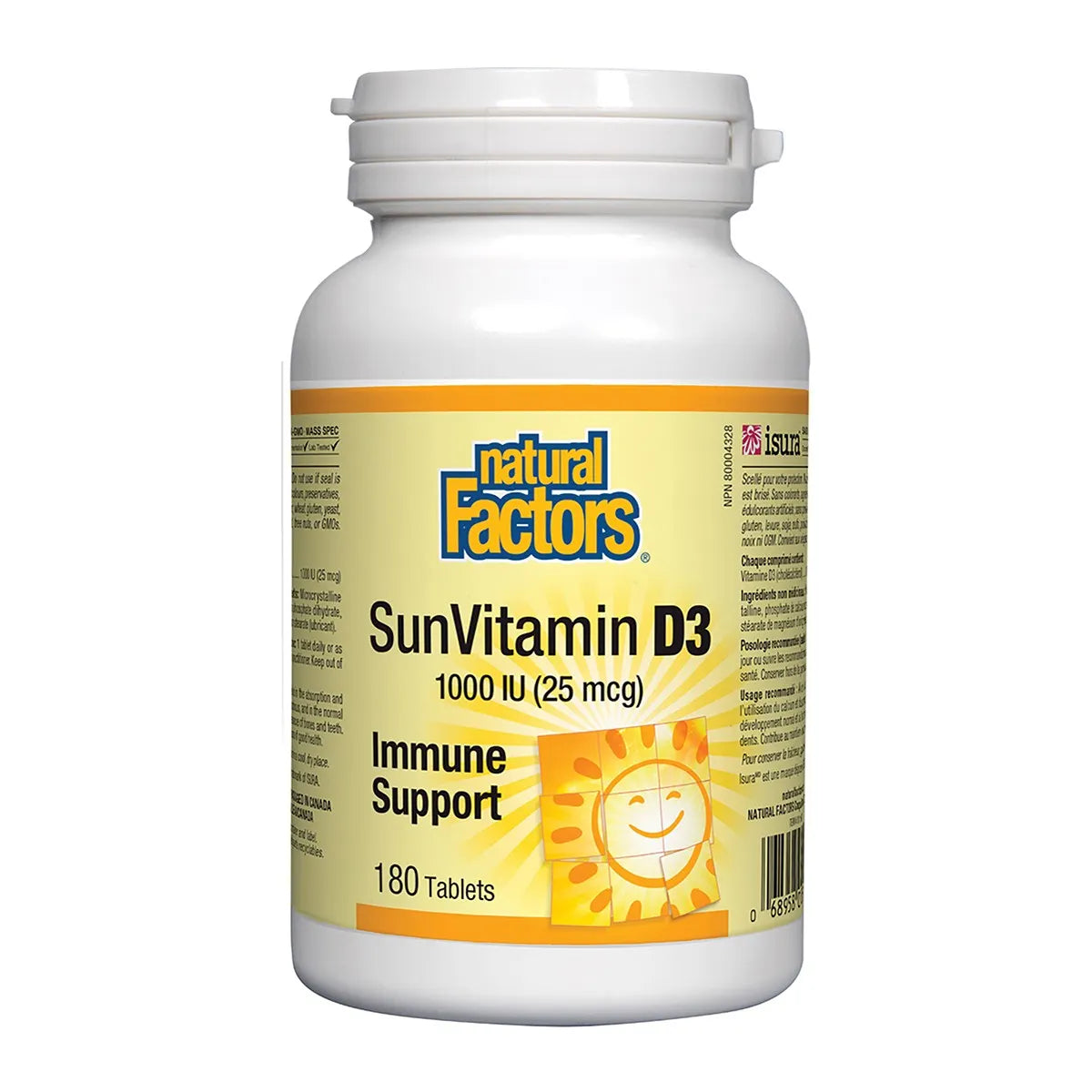 Natural Factors Sun Vitamin D3 1000 IU 180 Tabletsr