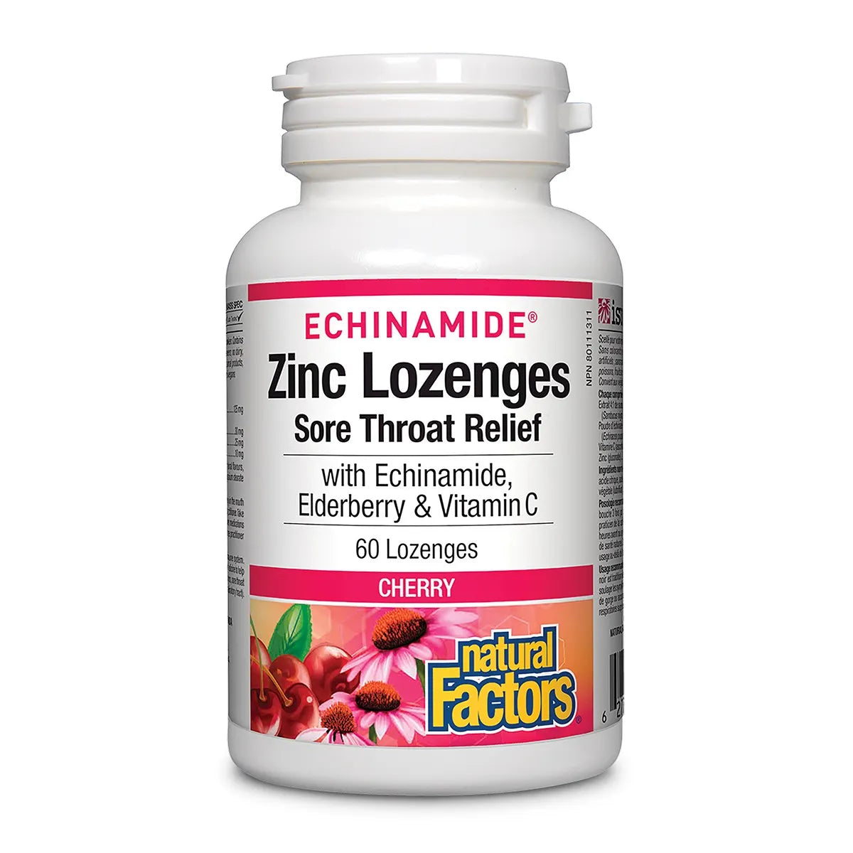 Natural Factors Echinamide Zinc Lozenges Cherry 60 Lozenges