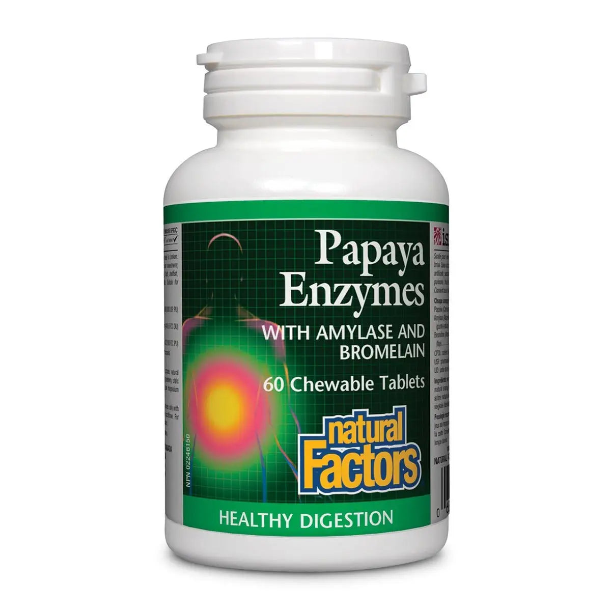 Skip to the end of the images gallery Skip to the beginning of the images gallery Natural Factors Papaya Enzymes 60 Chewable Tablets - Vegan, Non-GMO, Helps with Digestive Health, Gas and Bloating Comfort
