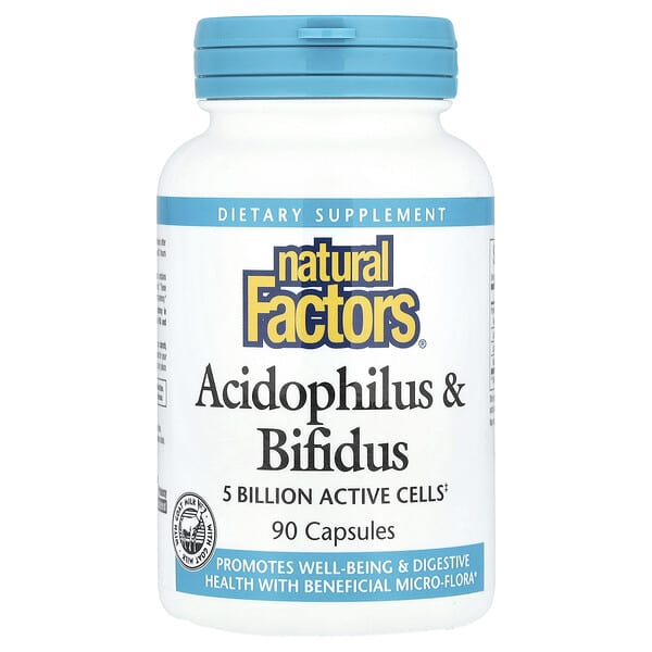 Natural Factors Acidophilus & Bifidus 5 Billion Active Cells 90 Capsules