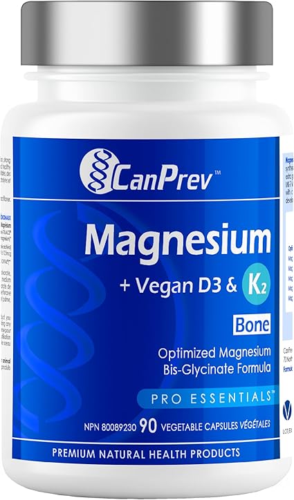 CanPrev - Magnesium + Vegan D3 & K2, 90 V-Caps 45-Day Supply