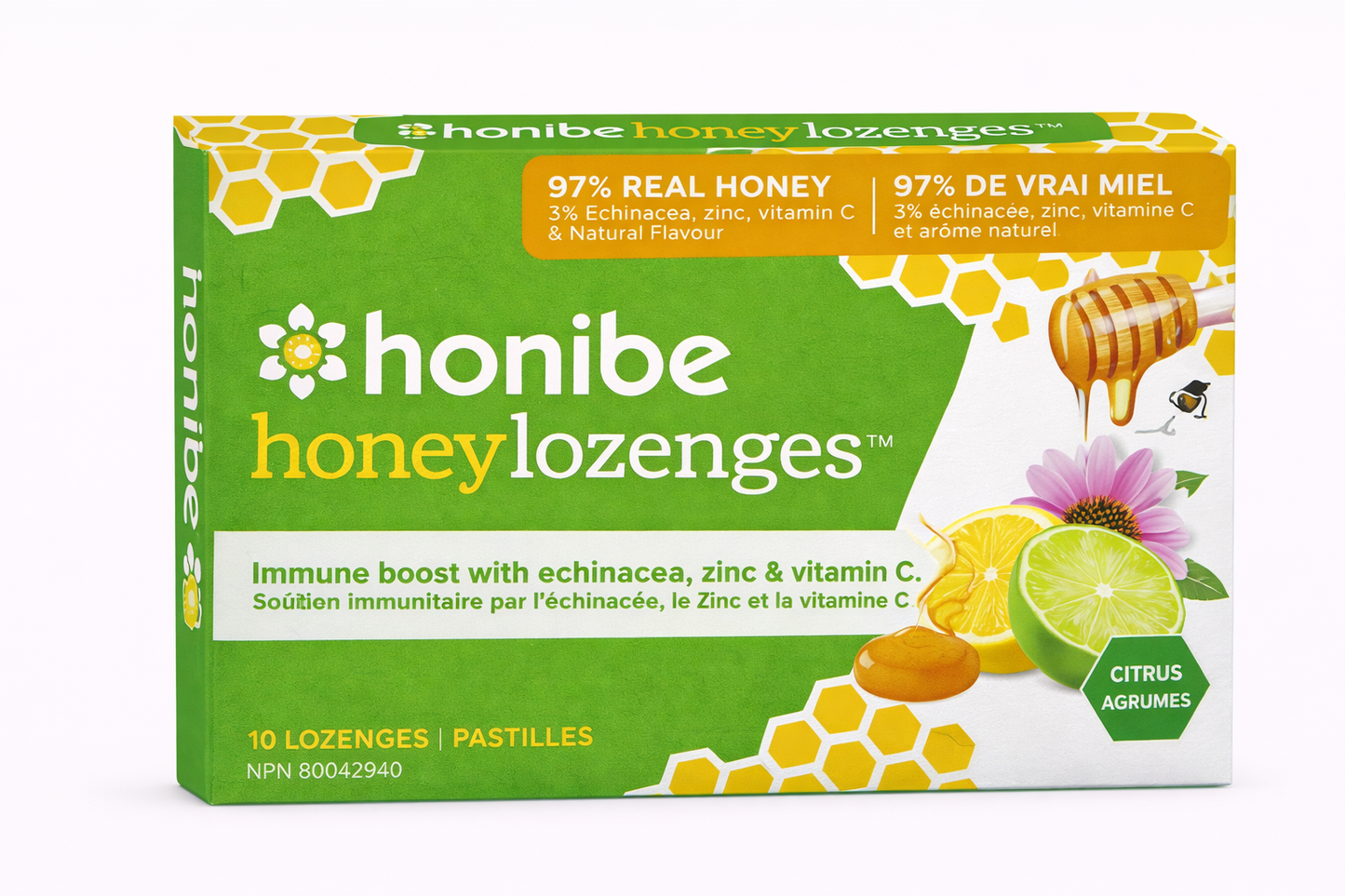 Honibe Honey Lozenges Echinacea Zinc & Vitamin C Citrus