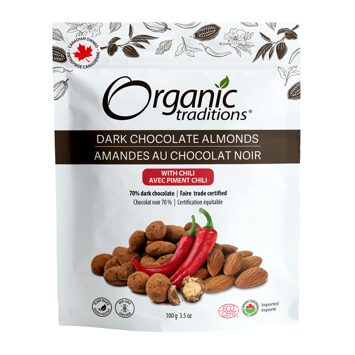 Organic Traditions Dark Chocolate Almonds With Chili 100g