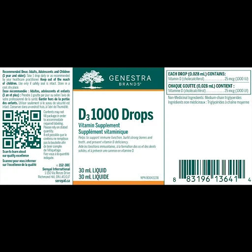Genestra D3 1000 Drops 30 Ml