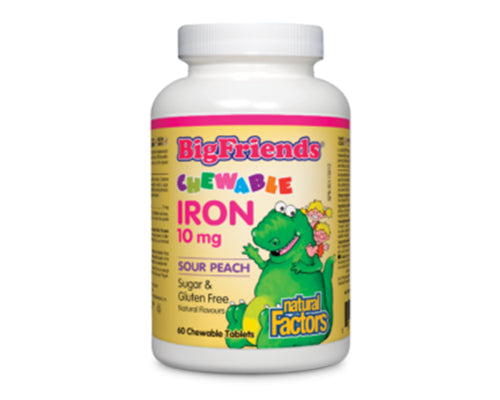 Natural Factors Big Friends Iron 10mg Sour Peach 60 Chewable Tablets