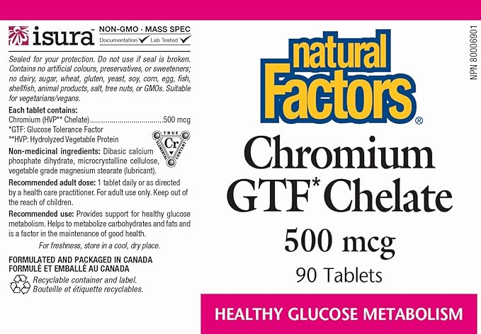 Natural factors Chromium GTF Chelate 500 mcg
