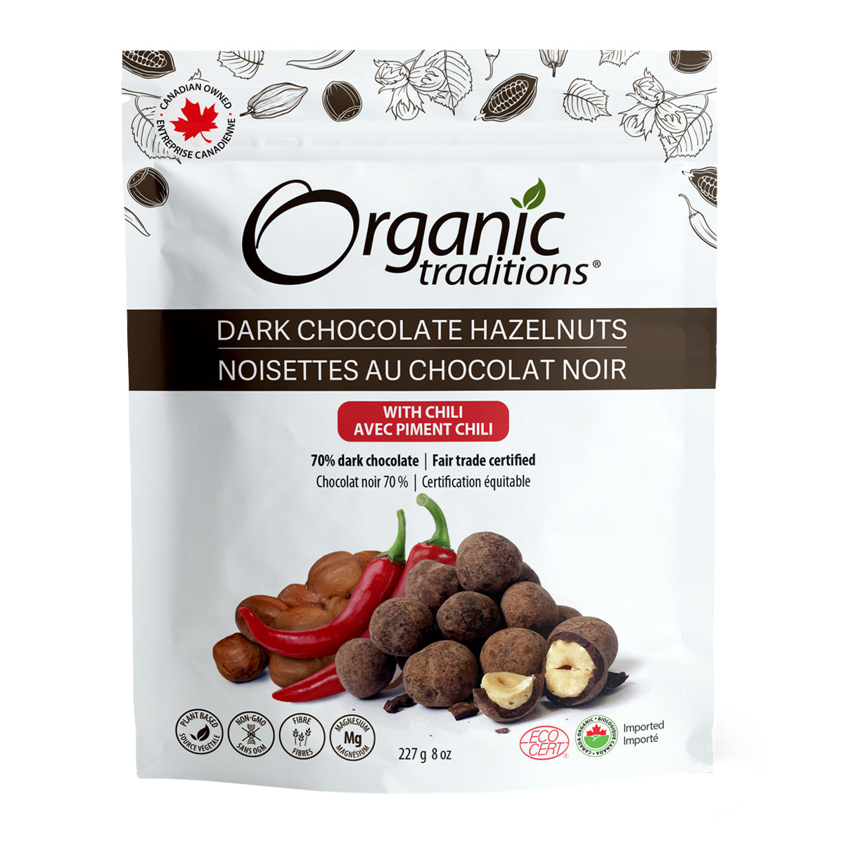 Organic Traditions Dark Chocolate Hazelnuts With Chili 227g