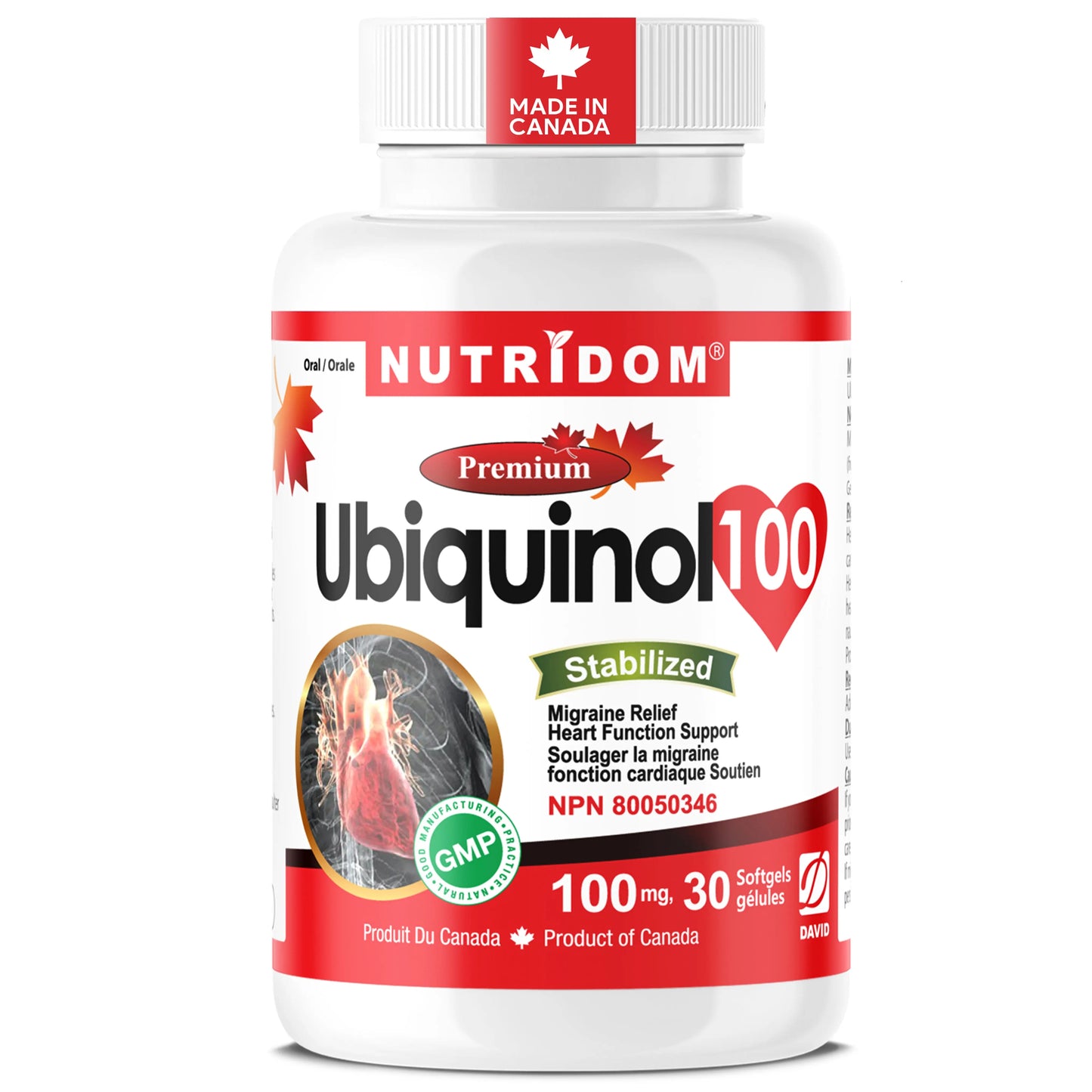Nutridom Ubiquinol 100mg | Active CoQ10 Antioxidant | Heart & Cellular Support | 30 Softgels