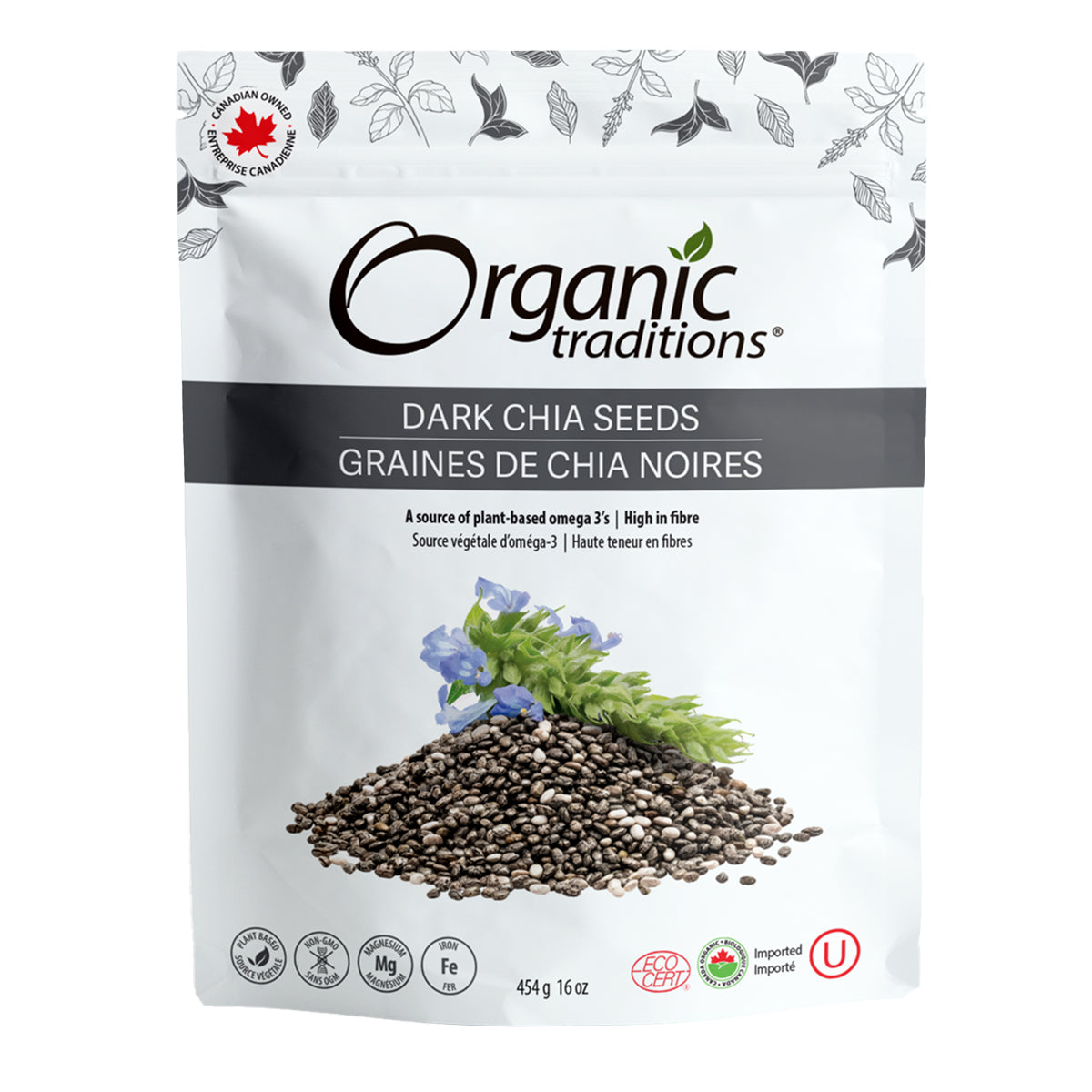 Organic Traditions Dark Chia Seeds 454g
