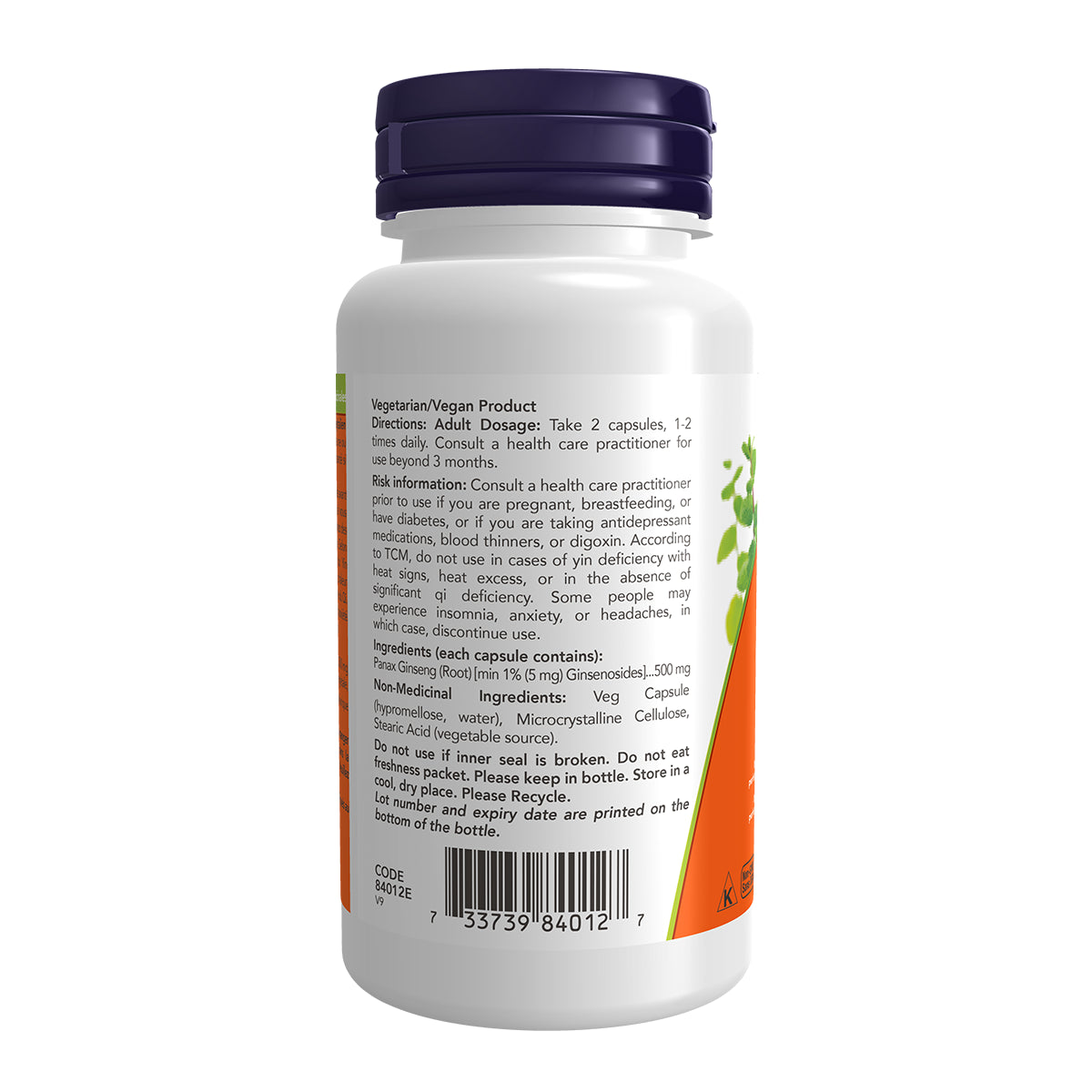 Now Panax Ginseng 500 Mg 100 Cap