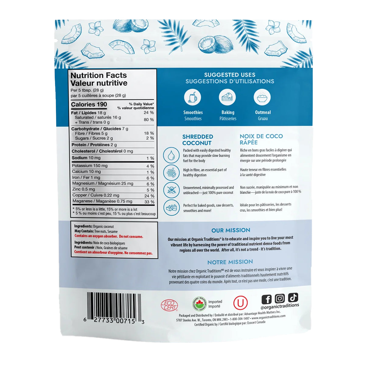 Organic Traditions Shredded Coconut 190g