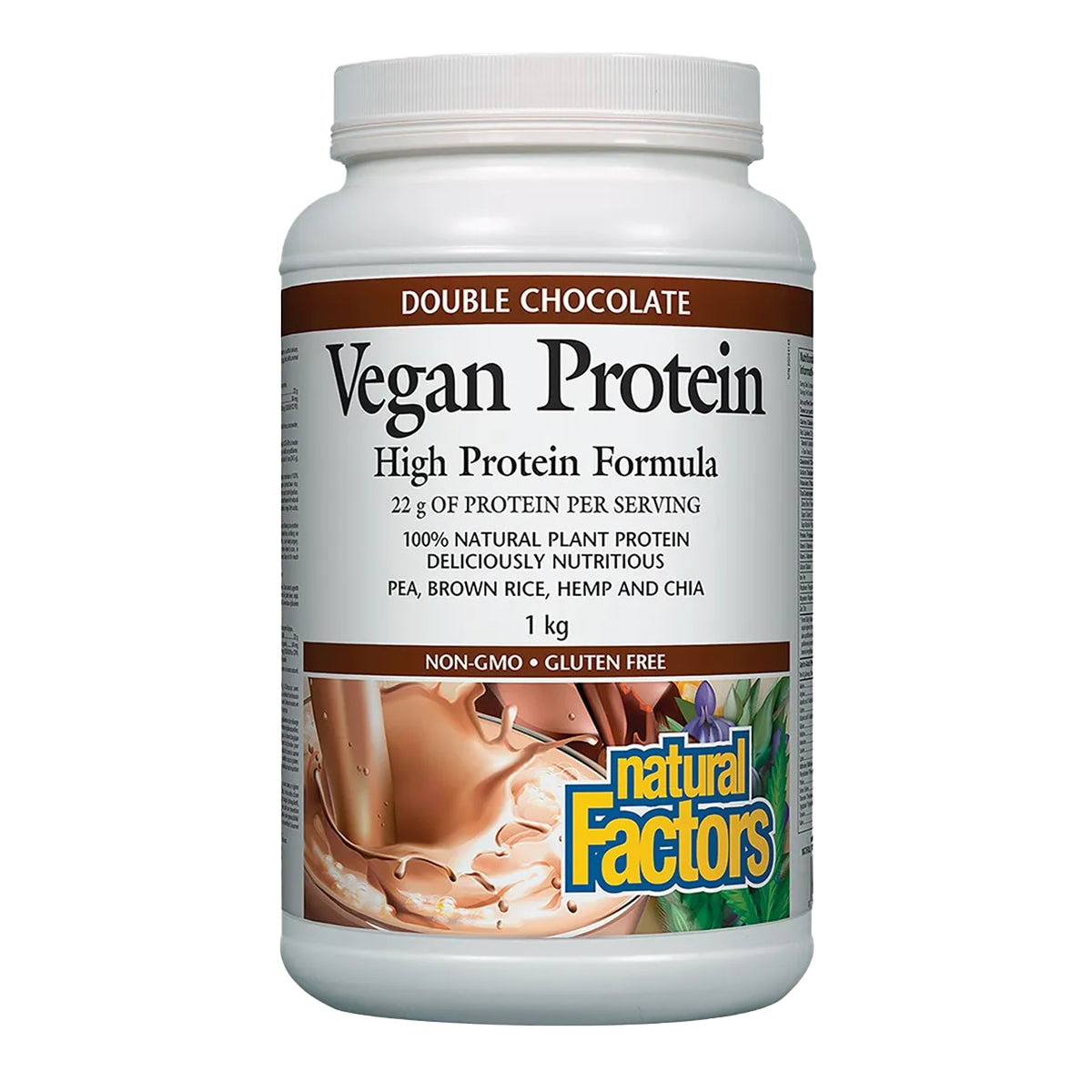 Natural Factors Vegan Protein Double Chocolate 1kg - Vegan, Non-GMO, Helps with Immune Support, Bone Health, Blood Sugar Balance and Weight Management