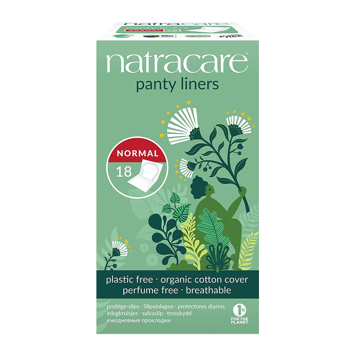 NatraCare Organic & Natural Panty Liners Normal 18 Liners - Vegan and Non-GMO