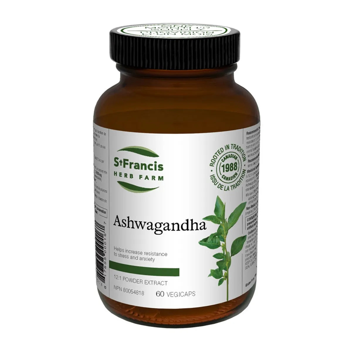 St. Francis Ashwagandha 12:1 Powder Extract 60 Veggie Caps - Non-GMO and Soy Free