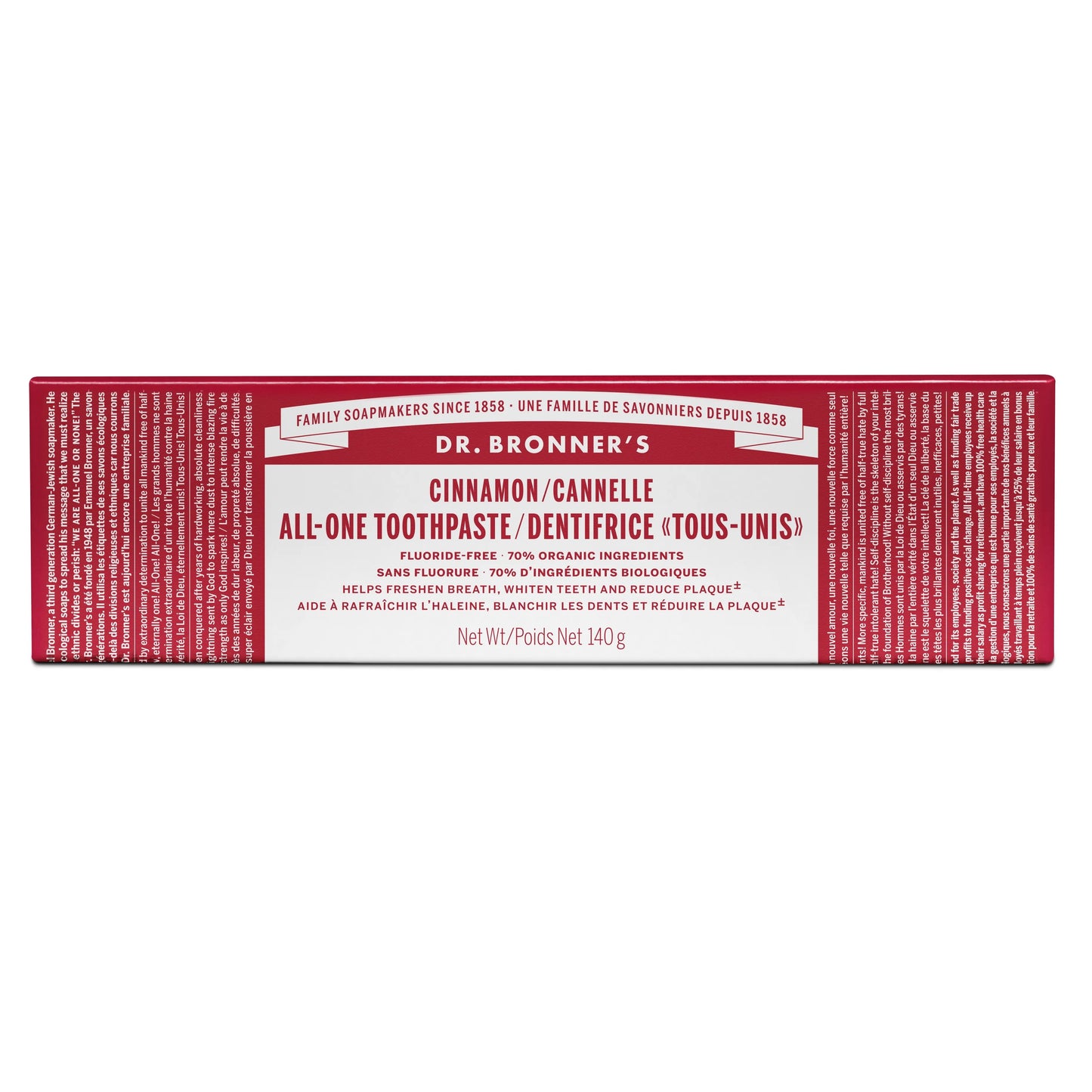 Dr. Bronners All-One Toothpaste Cinnamon 140g - Recyclable Packaging and Cruelty Free