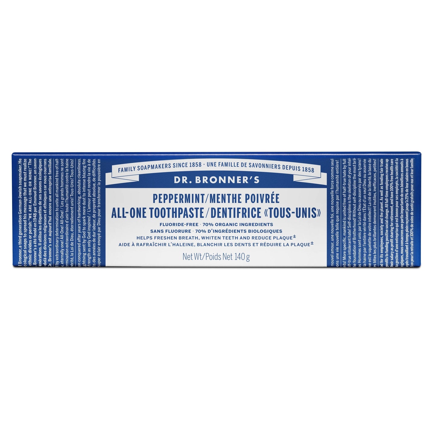 Dr. Bronners All-One Toothpaste Peppermint 140g - Recyclable Packaging and Cruelty Free