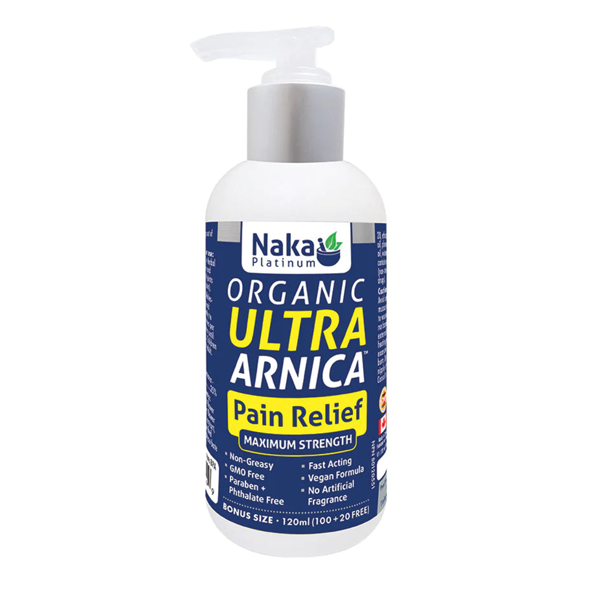Naka Platinum Organic Ultra Arnica 100+20mL - Organic and Vegan
