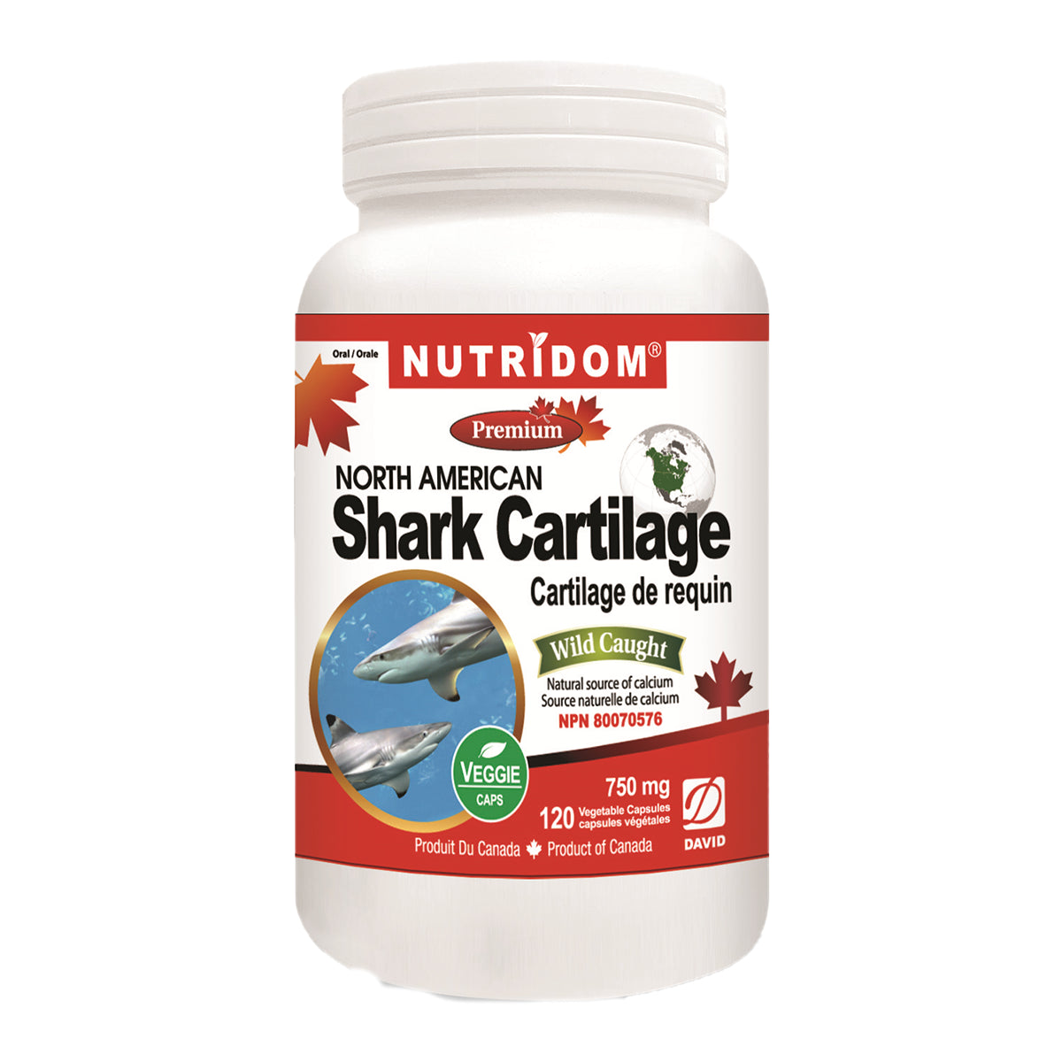 Nutridom North-American Shark Cartilage 750mg 120 Veggie Caps
