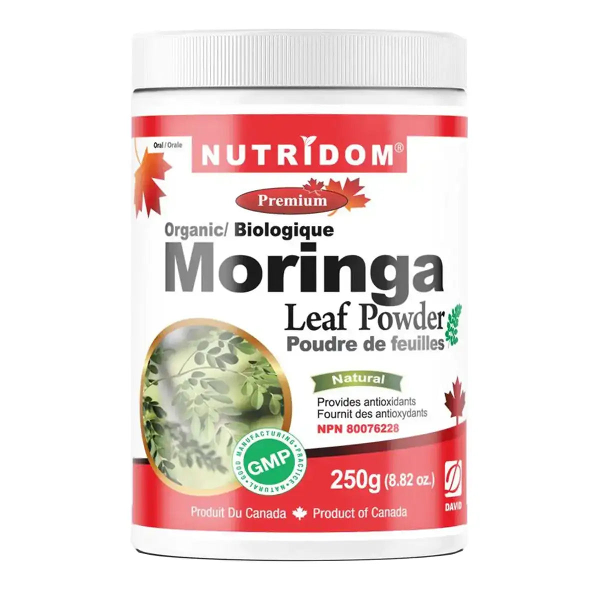 Nutridom Moringa Leaf Powder 250g - Vegan, Non-GMO, Helps with Energy Support and Immune Support