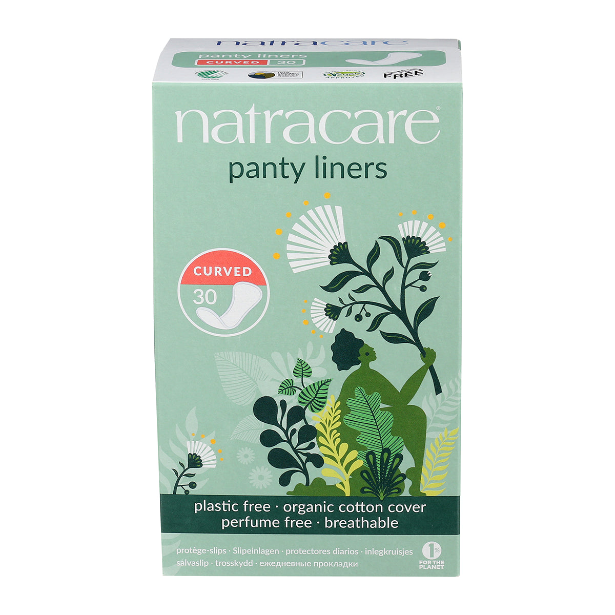 NatraCare Organic Panty Liners Curved 30 Liners - Organic and Vegan