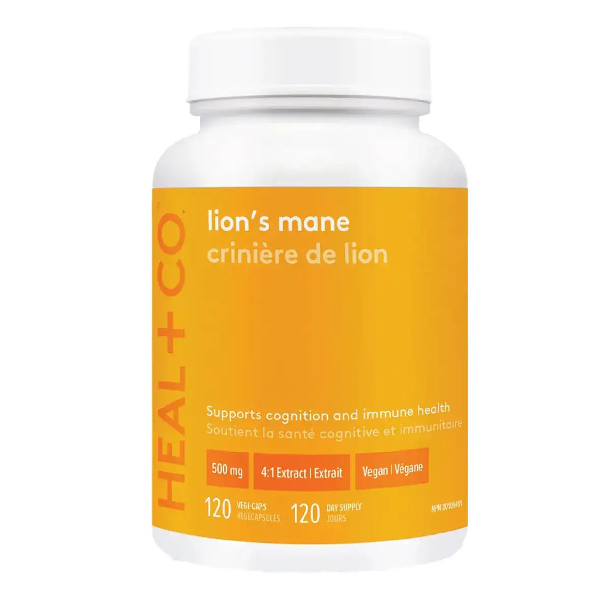 HEAL+CO Lion's Mane 4:1 500mg 120 Veggie Caps
