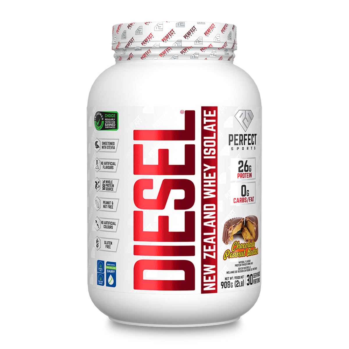 Perfect Sports Diesel New Zealand Whey Protein Isolate Chocolate Peanut Butter 2lbs