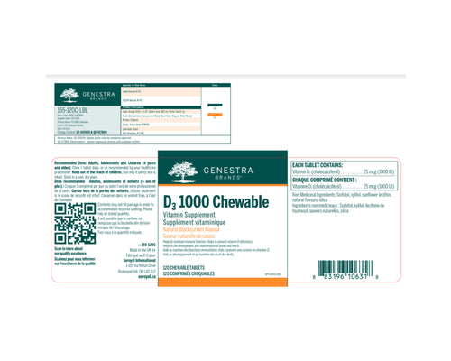 Genestra D3 1000 Chewable 120tab
