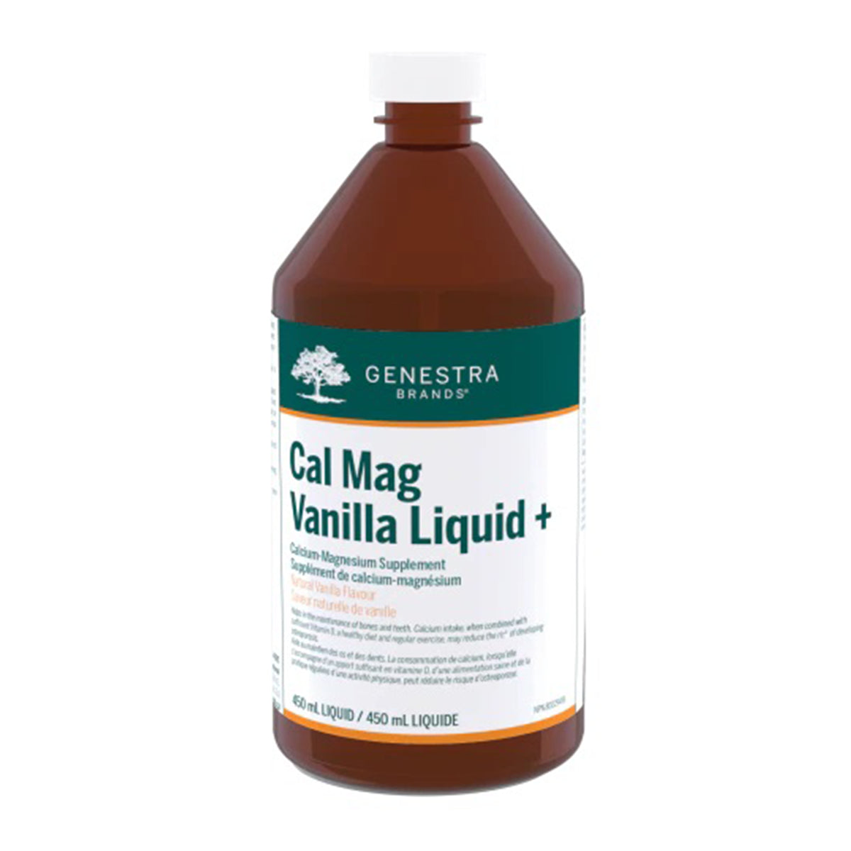 Genestra Cal Mag Vanilla Liquid+ 450mL - Gluten Free, Dairy Free, Helps with Stress Support, Mood Support, Bone Health, Joint Health and Cartilage