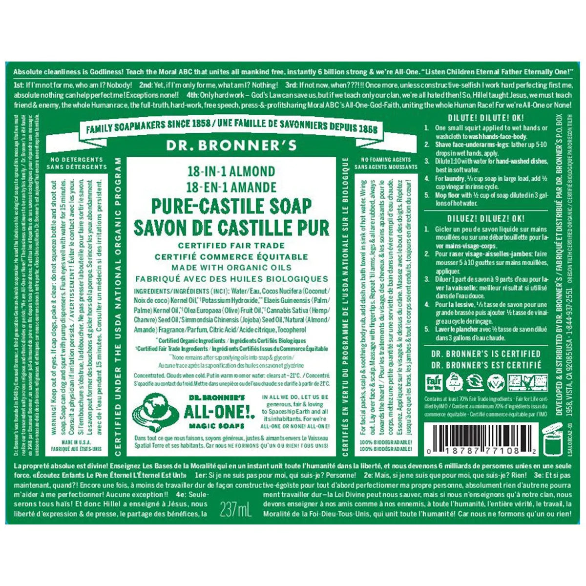 DR.B-ORG- Almond Pure Castle Soap 237ml