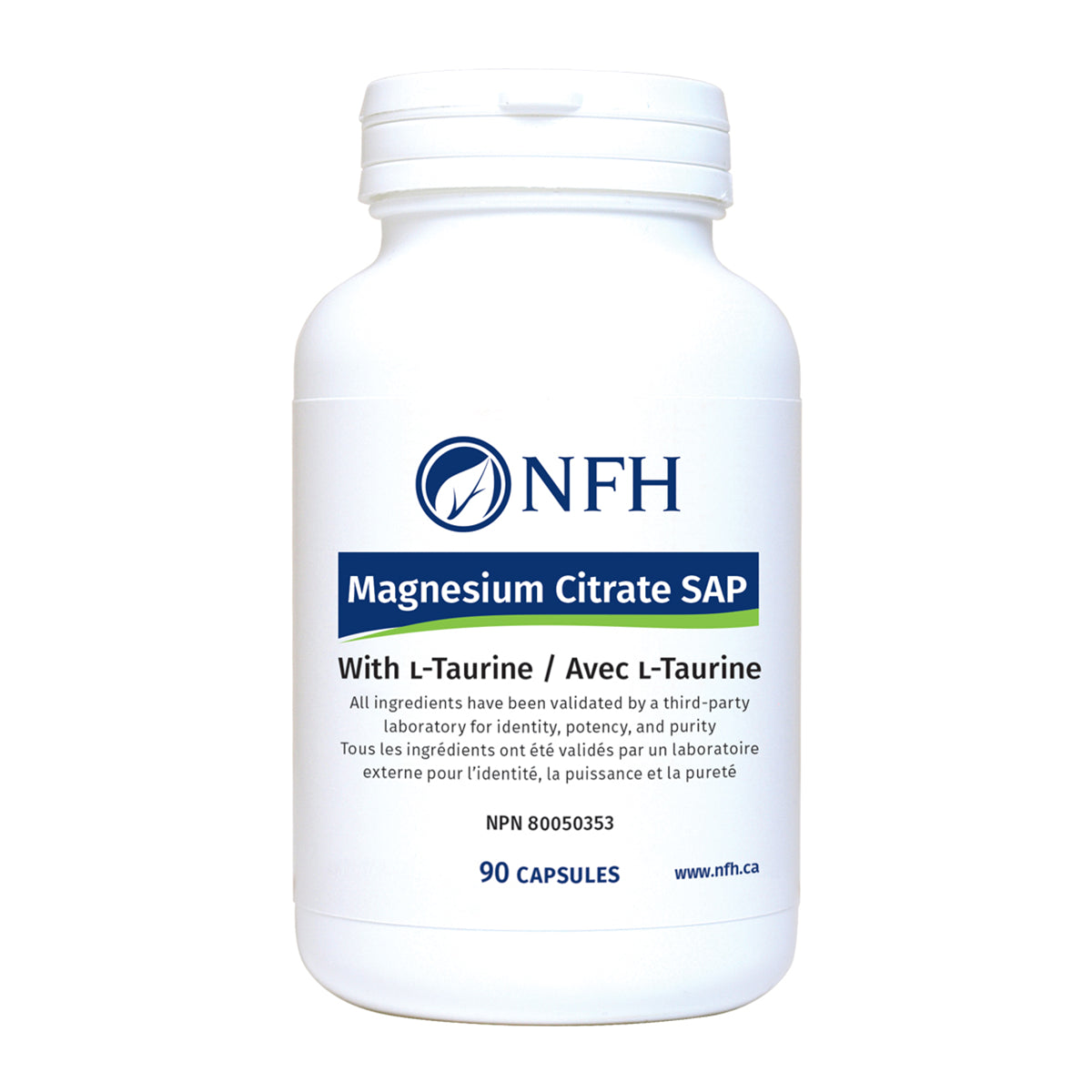 NFH Magnesium Citrate SAP 90 Capsules - Non-GMO, Gluten Free, Helps with Adrenal Support, Stress Support, Focus and Attention
