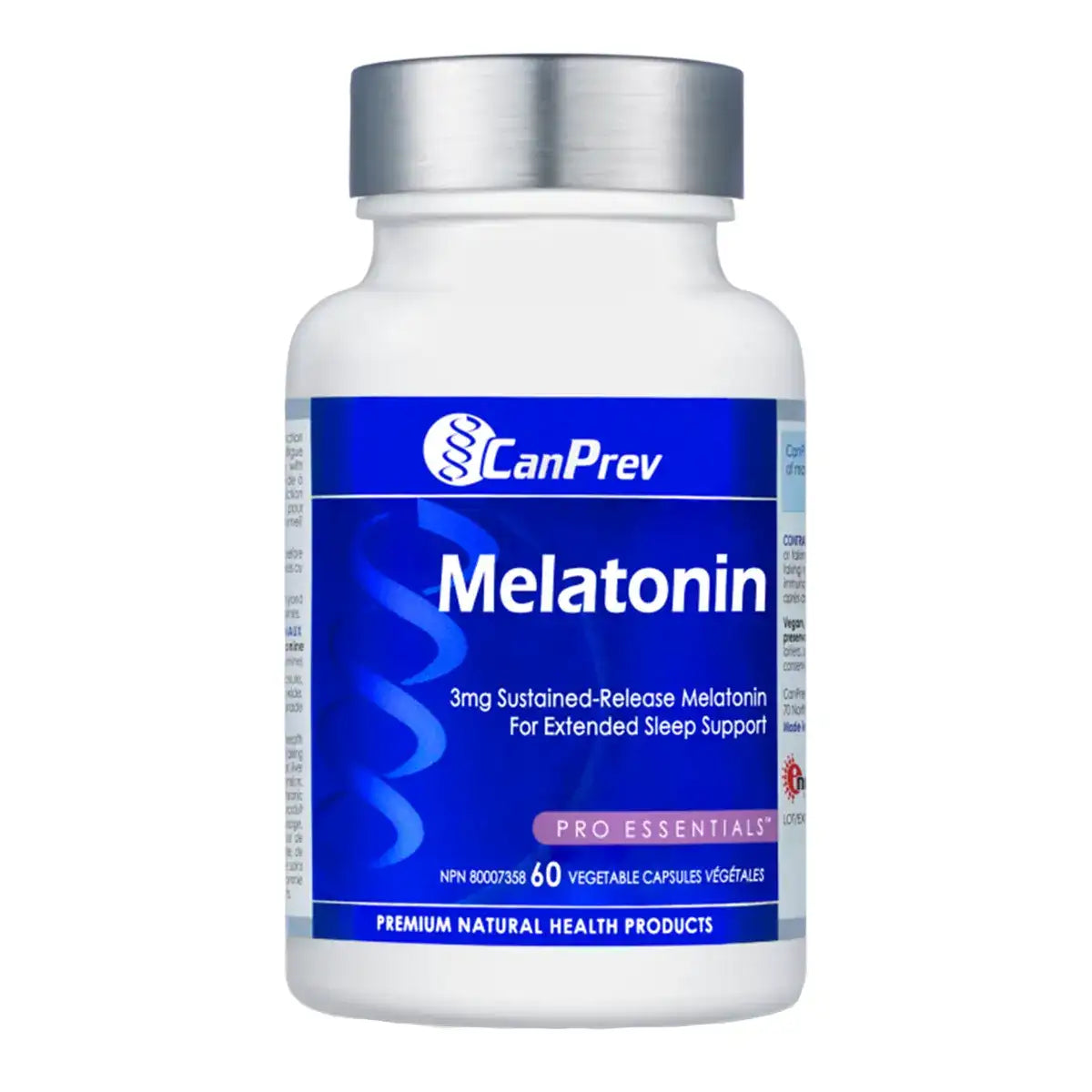CanPrev Melatonin Sustained-Release 3mg 60 Veggie Caps - Vegan and Non-GMO