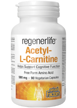 Acetyl-L-Carnitine 500 mg, 90cpsl Regenerlife-Natural factor