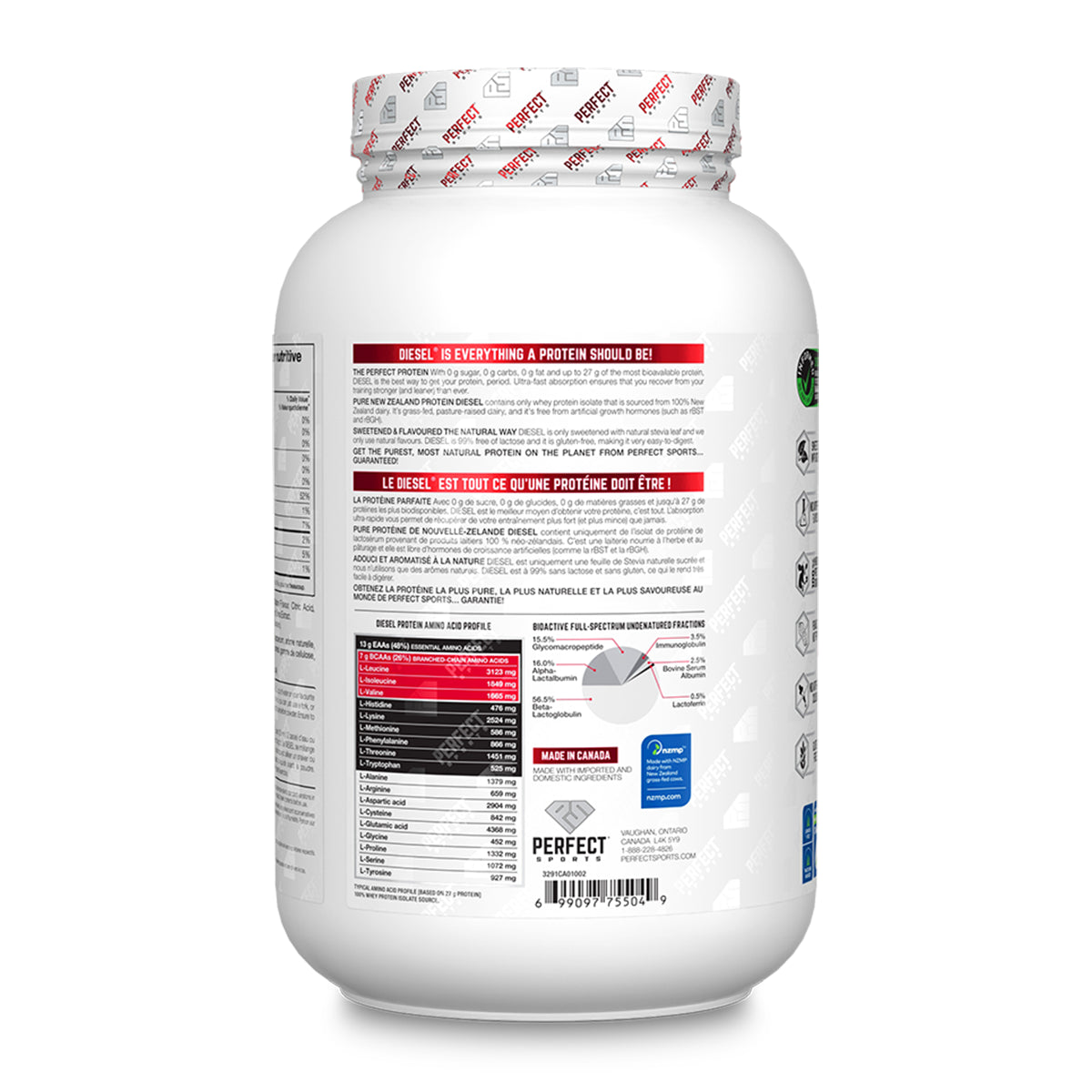 PERFECT Diesel New Zealand Whey Protein Isolate Pineapple 2lb