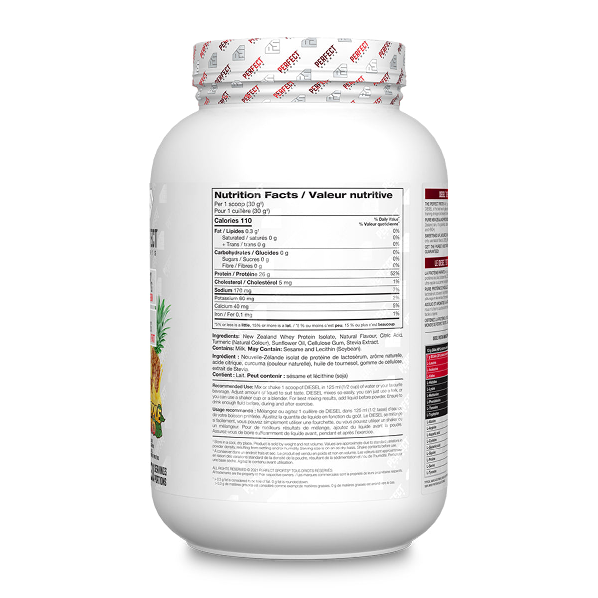 PERFECT Diesel New Zealand Whey Protein Isolate Pineapple 2lb