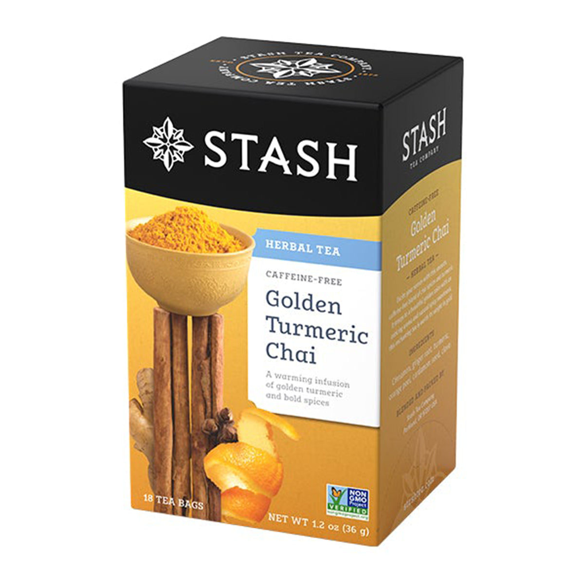 Stash Herbal Tea Golden Turmeric Chai Caffeine Free 18 Tea Bags
