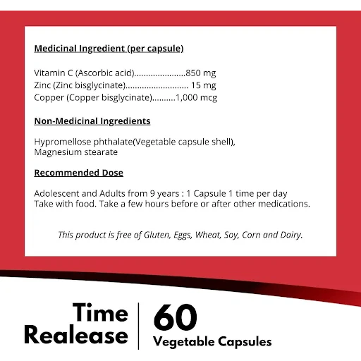 N240 Nutridom Vitamin C with Zinc 60 Vcaps