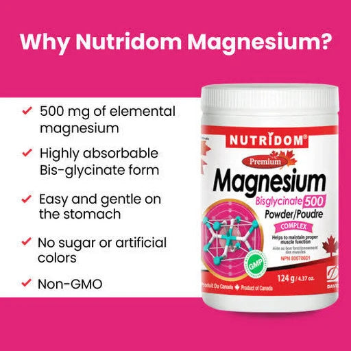 N261 Nutridom Magnesium Bisglycinate 500 - 124g Powder