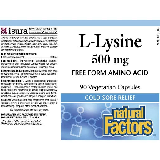 Natural Factors L-Lysine 500 mg