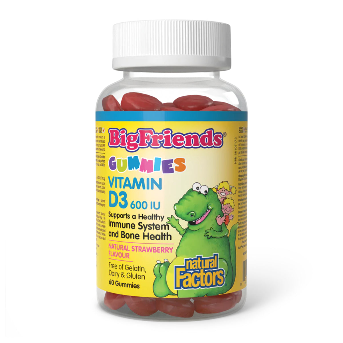 Natural Factors Big Friends Vitamin D3 600IU Strawberry 60 Gummies