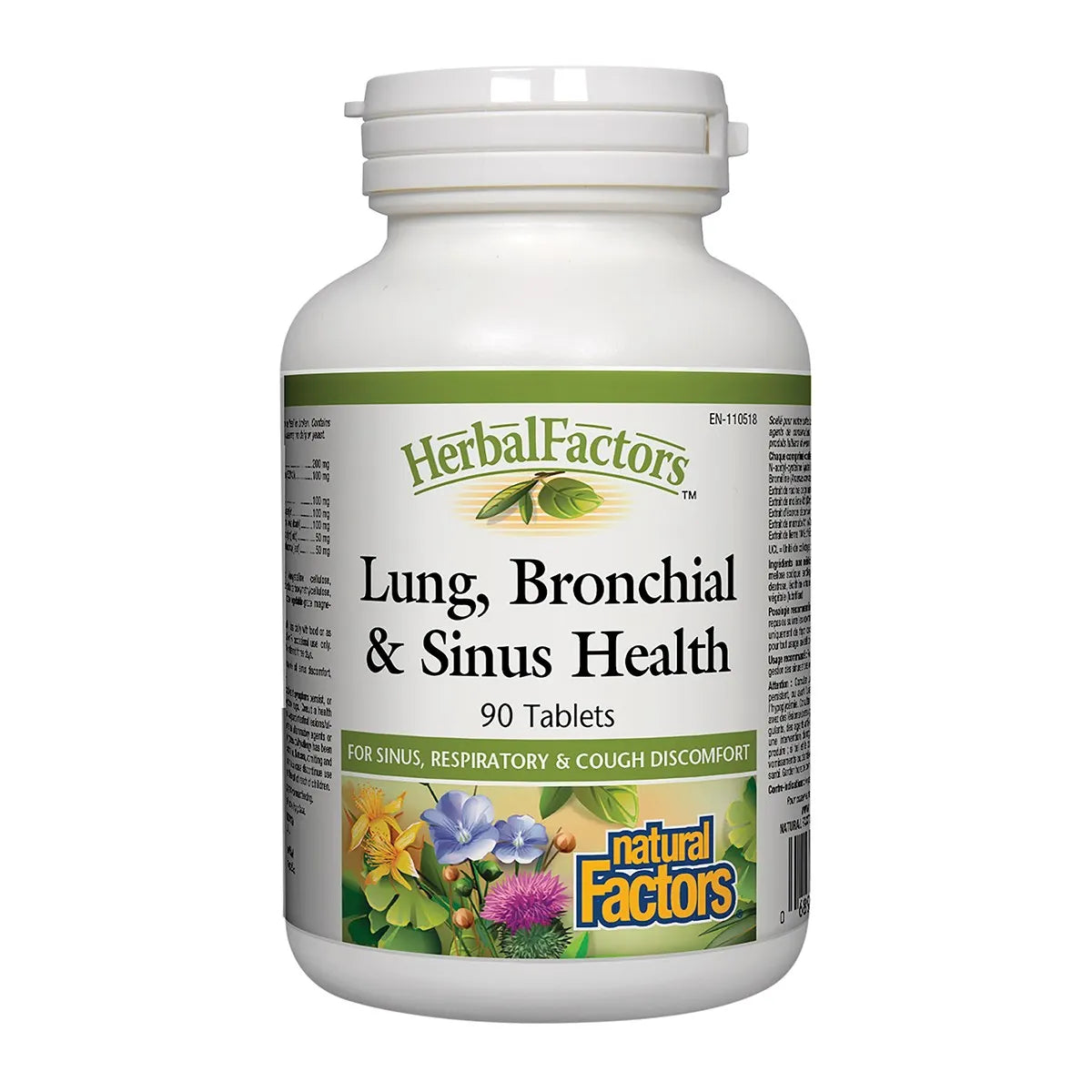 Natural Factors Lung, Bronchial & Sinus Health 90 Tablets - Non-GMO, Gluten Free, Helps with Respiratory Support and Sinus
