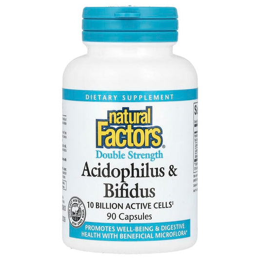Natural Factors Acidophilus & Bifidus 10 Billion Active Cells Double Strength 90 Capsules