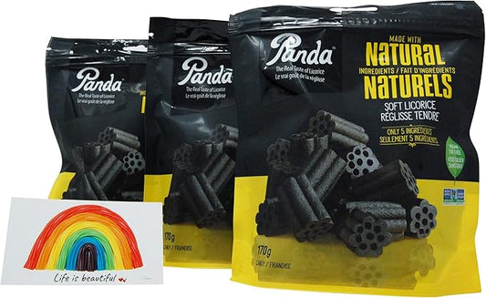 Panda All Natural Soft Black Licorice Candy Value Pack Bundle (3 Bags)