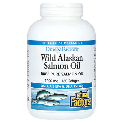 Natural Factors, Omega Factors, Wild Alaskan Salmon Oil, 1,000 mg, 180 Softgels