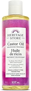 Heritage Store Castor Oil | 100% Cold-Pressed | Vegan & Cruelty Free | Hexane-Free | 118ml, Amber