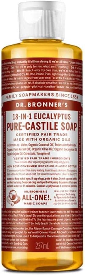 Dr. Bronner’s - Pure-Castile Liquid Soap (Eucalyptus, 237 mL).