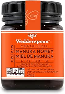 Wedderspoon Raw Premium Manuka Honey, KFactor 16, 8.8 Oz (250g), Unpasteurized, Genuine New Zealand Honey, Traceable from Our Hives to Your Home