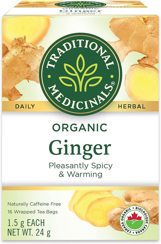 Traditional Medicinals - Organic Ginger Herbal Tea (Pack of 1) - Pleasantly Spicy & Warming - 16 Tea Bags Total