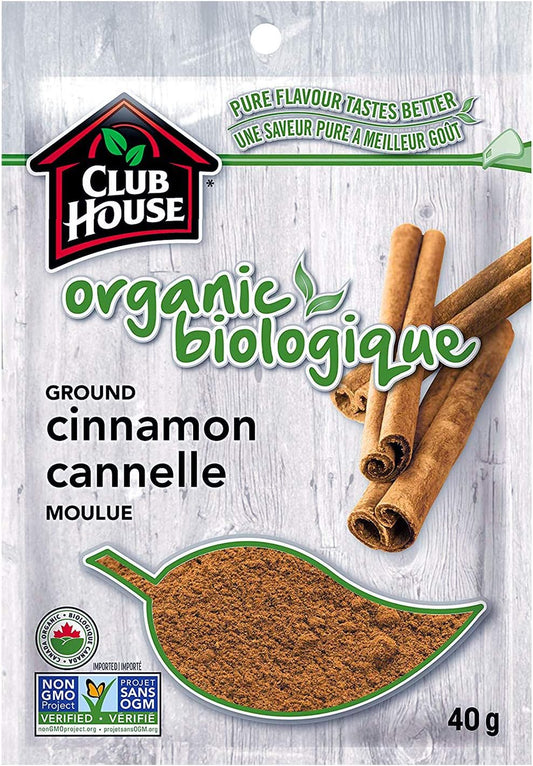 Club House, Quality Natural Herbs & Spices, Organic Ground Cinnamon, 40g