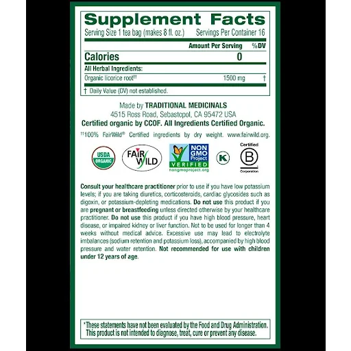 Traditional Medicinals - Organic Licorice Root Tea, 16 Bags