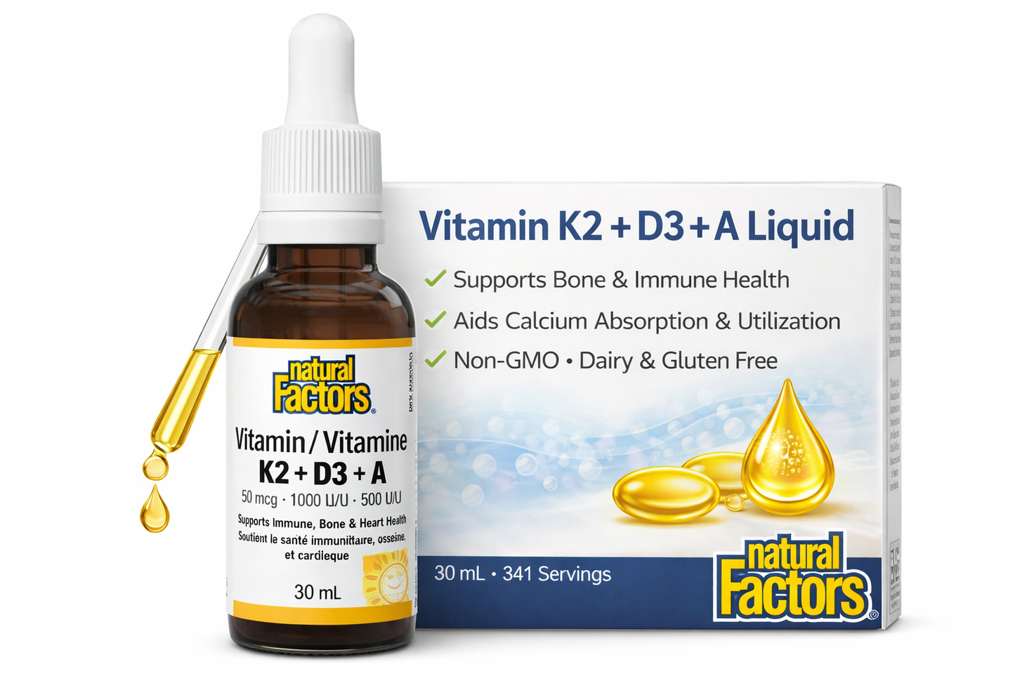 Natural Factors Vitamin K2 D3 A 30 ml 50 mcg